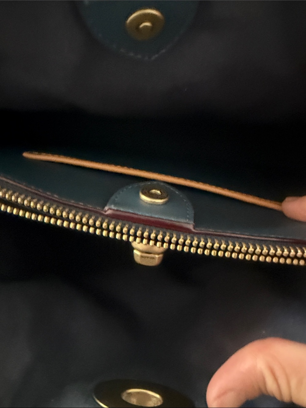 Coach Denim Shoulder Bag with Gold Hardware and Dark Brown Strap - Picture 3 of 6